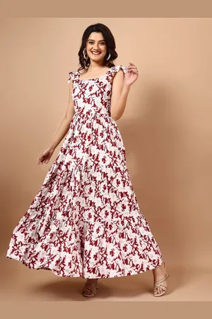 Ethnic Yard Floral Print Crepe Women A-Line Maxi Dress