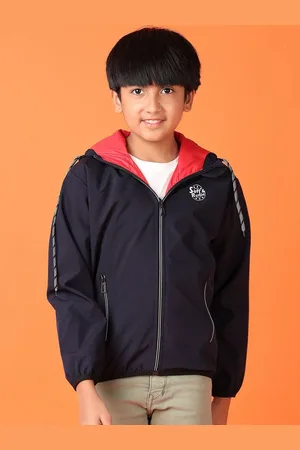 V-Mart Boys Hooded Solid Cotton Casual Bomber Jacket