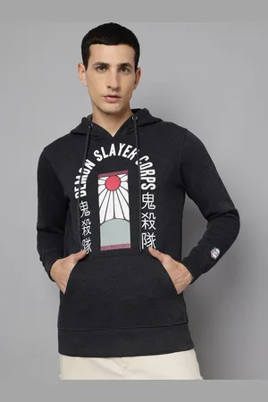Free Authority Men Demon Slayer Printed Hooded Sweatshirt