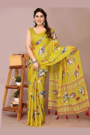 Kalini Women Floral Print Saree With Blouse Piece