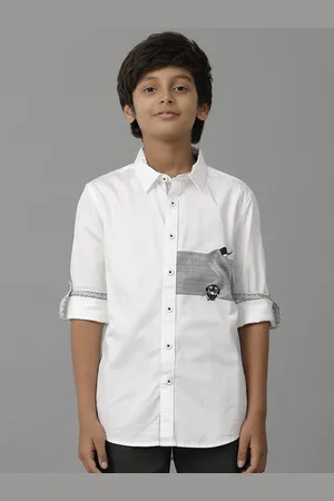 UNDER FOURTEEN ONLY Boys Spread Collar Graphic Printed Cotton Casual Shirt