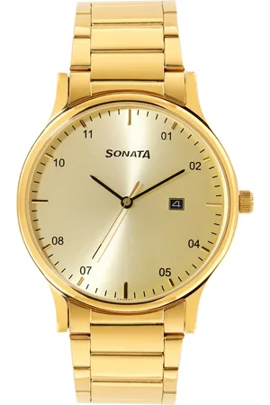 Sonata Men Stainless Steel Dial & Bracelet Style Straps Analogue Watch 77105YM03
