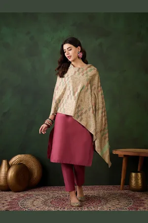 Sangria Floral Woven Design Winter Pashmina Stole