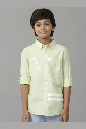 UNDER FOURTEEN ONLY Boys Spread Collar Typography Printed Cotton Casual Shirt