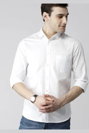 Provogue Men India Slim Spread Collar Solid Cotton Casual Shirt