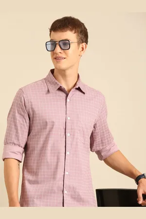 Joven Men Spread Collar Micro Checked Cotton Casual Shirt