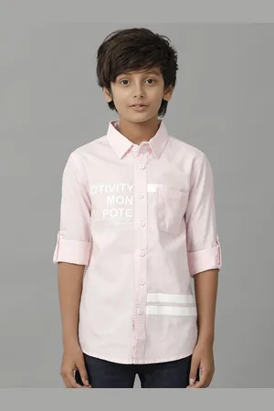 UNDER FOURTEEN ONLY Boys Spread Collar Typography Printed Cotton Casual Shirt