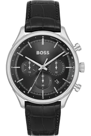 HUGO BOSS Men Gregor Dial & Leather Straps Analogue Chronograph Watch 1514049