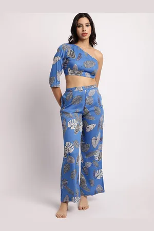 Erotissch Tropical Printed One Shoulder Top With Trouser