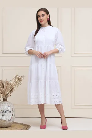 Purple State Women Embroidered Maxi Cotton Dress