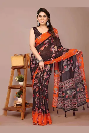 Kalini Women Floral Print Saree With Blouse Piece