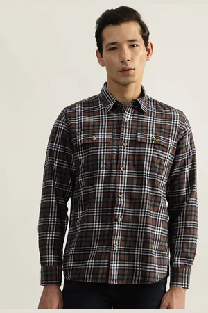 ICONIC Men Spread Collar Tartan Checked Cotton Casual Shirt
