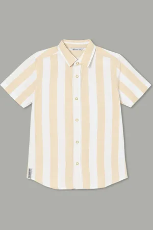 Lifestyle Boys Spread Collar Vertical Striped Cotton Casual Shirt