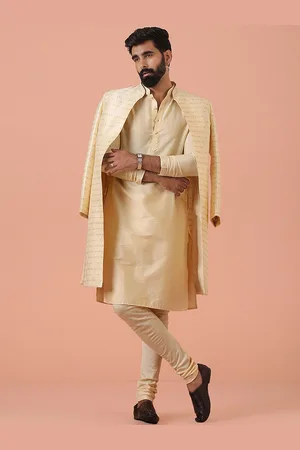 KISAH Men Embroidered Indo Western Sherwani Set