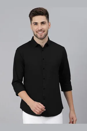 Provogue Men India Slim Spread Collar Solid Cotton Casual Shirt