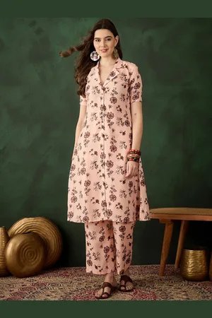 Sangria Floral Printed Tunic With Trouser