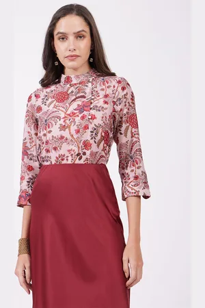 FableStreet Women Floral Printed Mandarin Collar Top