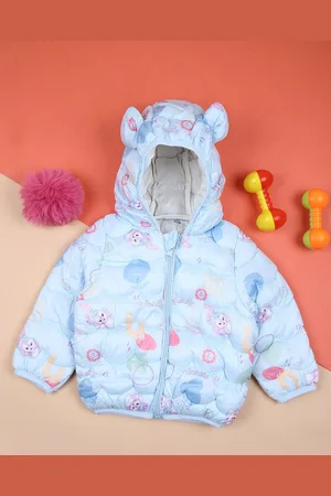 V-Mart Unisex Kids Hooded Graphic Printed Cotton Casual Puffer Jacket