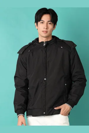 V-Mart Men Hooded Solid Cotton Casual Bomber Jacket