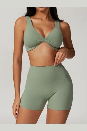 LULU & SKY Women Solid V-Neck Nylon Top