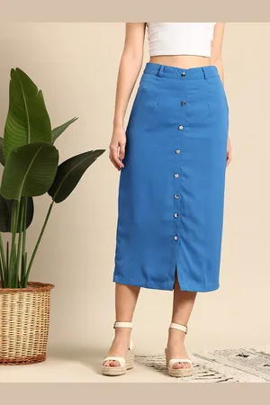 Mast & Harbour Straight Midi Skirt With Button Slit