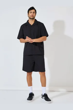 Styli Men Relaxed Self Design Shirt Collar and Short Co-Ords