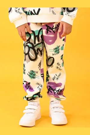 Anthrilo Girls Printed Regular Fit Joggers