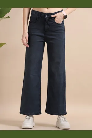Mast & Harbour Women Cotton Comfort Wide Leg High-Rise Light Fade Stretchable Jeans