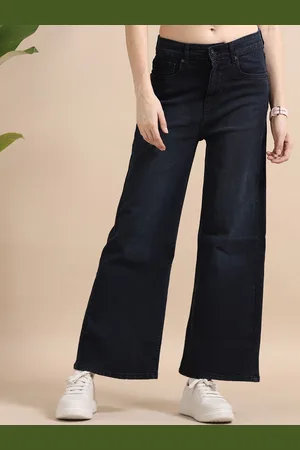 Mast & Harbour Women Comfort Wide Leg High-Rise Light Fade Stretchable Jeans