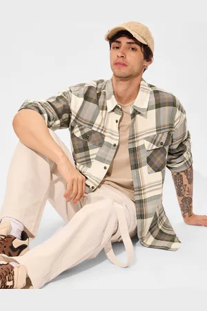 The Souled Store Men Spread Collar Buffalo Checked Cotton Casual Shirt