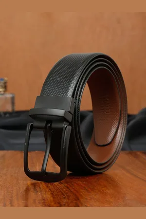 Teakwood Leathers Men Textured Leather Reversible Formal Belt