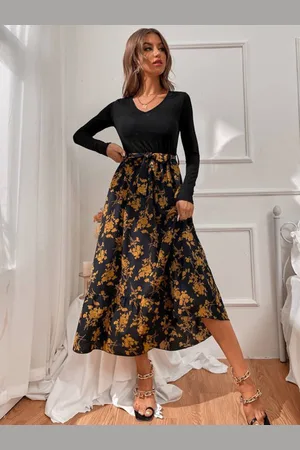 HERE&NOW Women Floral Printed Fit & Flare Midi Dress