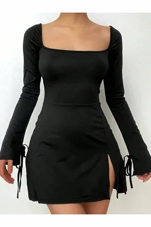 HERE&NOW Women Square Neck Sheath Mini Dress