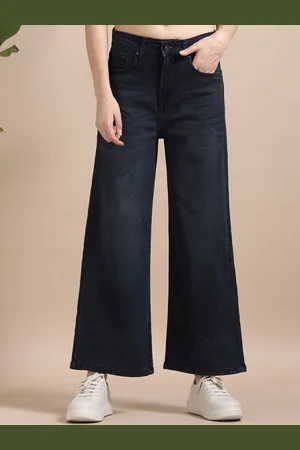 Mast & Harbour Women Comfort Wide Leg Mid-Rise Light Fade Stretchable Jeans