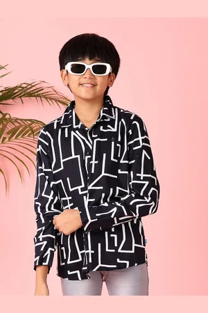 V-Mart Boys Spread Collar Abstract Printed Cotton Casual Shirt