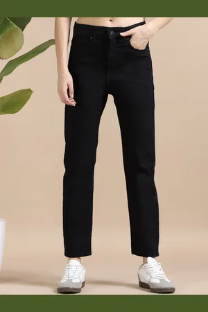 Mast & Harbour Women Comfort Straight Fit High-Rise Stretchable Jeans