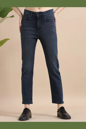 Mast & Harbour Women Comfort Straight Fit Mid-Rise Stretchable Jeans