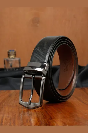 Teakwood Leathers Men Textured Leather Reversible Formal Belt