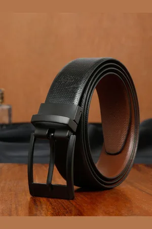 Teakwood Leathers Men Textured Leather Reversible Formal Belt