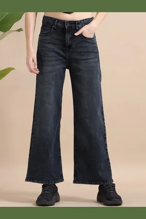 Mast & Harbour Women Cotton Comfort Wide Leg High-Rise Stretchable Jeans