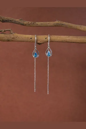 CLARA 925 Sterling Silver Rhodium-Plated Drop Earrings