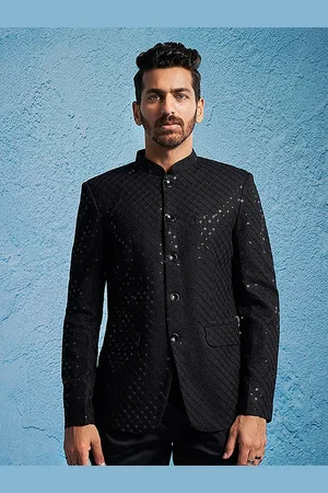 Vastramay Self Design Sequined Slim Fit Bandhgala Jodhpuri Blazer