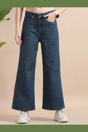 Mast & Harbour Women Comfort Wide Leg High-Rise Stretchable Jeans
