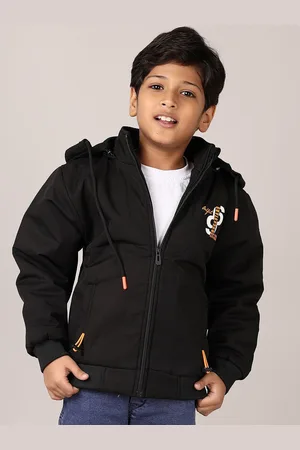 V-Mart Boys Hooded Solid Cotton Casual Bomber Jacket