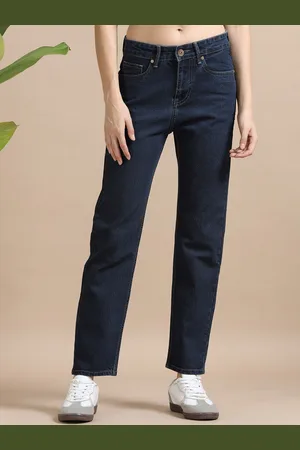 Mast & Harbour Women Comfort Straight Fit High-Rise Stretchable Jeans