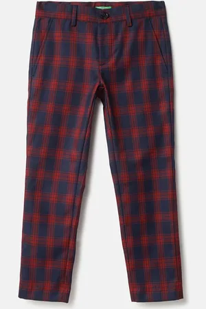 Benetton Boys Checked Urban Slim Slim Fit Trousers