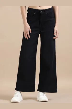 Mast & Harbour Women Comfort Wide Leg High-Rise Light Fade Stretchable Jeans