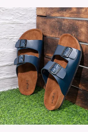 Styli Men Navy Blue Double Buckle Straps Comfort Sandals