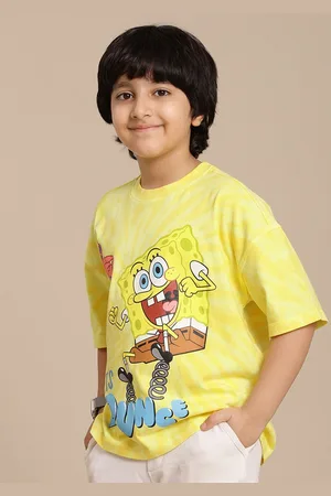 Kidsville Boys Sponge Bob Graphic Printed Round Neck Cotton Oversized T-shirt