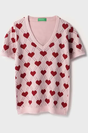 Benetton V-Neck Self Design Pure Cotton Sweaters